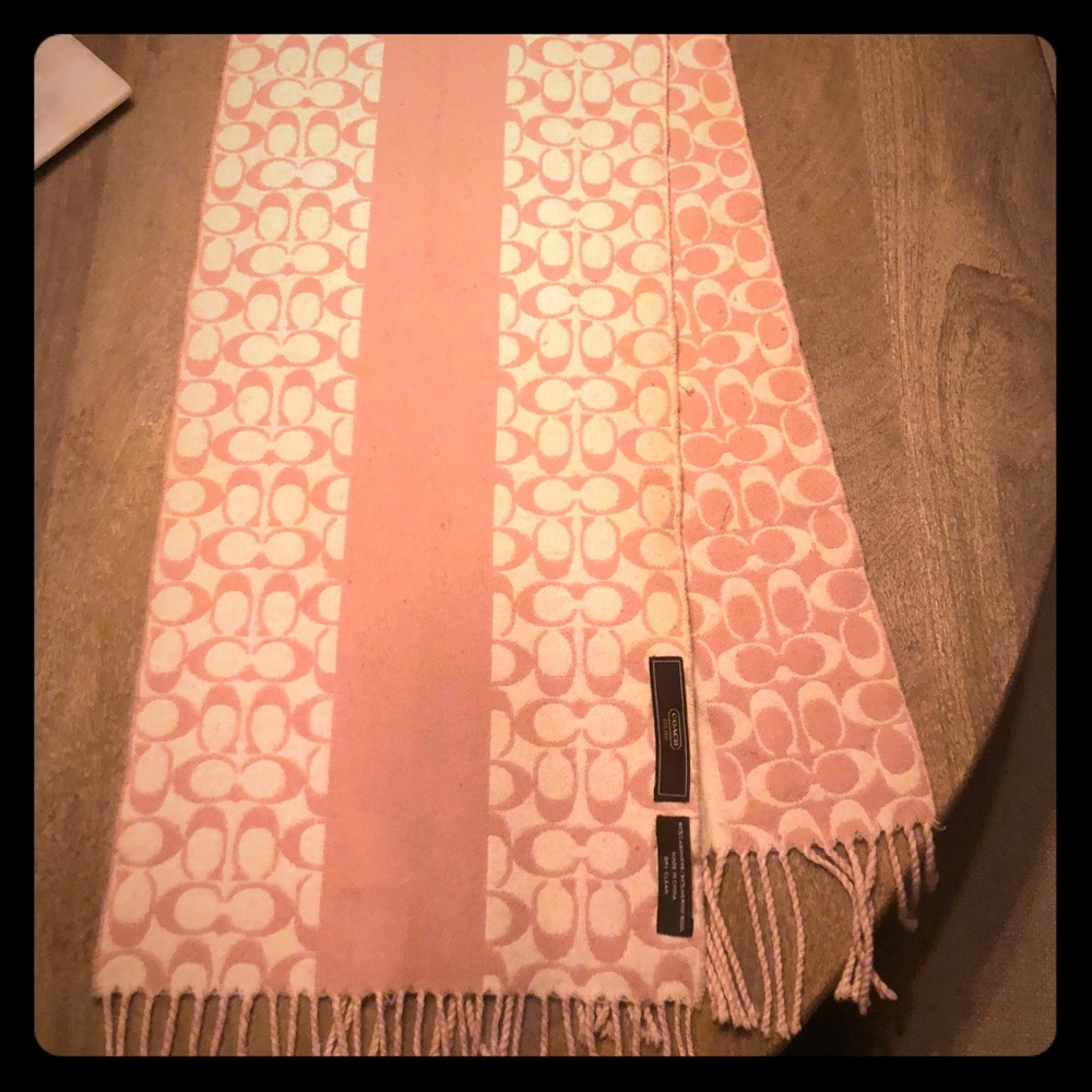 Coach Pink and Cream wool scarf